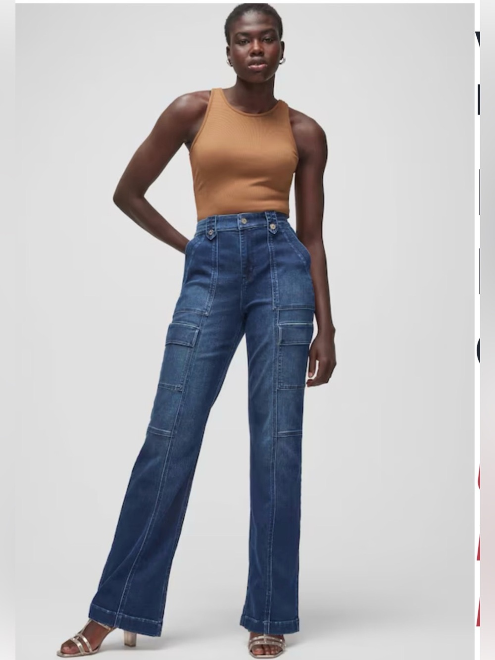 WHBM Extra High Rise Everyday Soft Cargo Trouser Jean 2L Curvy